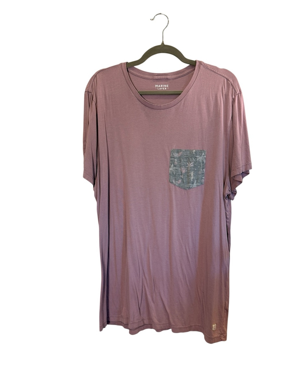 Marine Layer Men’s Dusty Mauve Cotton Casual Lounge Pattern Pocket Tee Sz XL